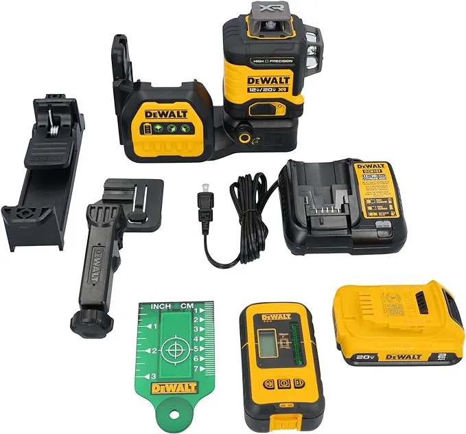 DEWALT 12V/20V MAX XR Line Laser, High Precision 3 X 360, Green, Battery and Charger Included (DCLE34033D1)