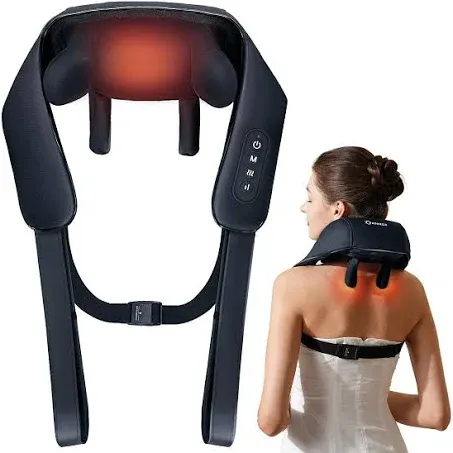 FSA/HSA Eligible Neck Massager with Heat, Cordless Deep Tissue 4D Expert Kneading Massager, Shiatsu Neck and Shoulder Massage Pillow for Neck, Traps, Back and Leg Pain Relief, Gifts for Mom Dad