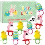 Easter Candy Ring Pops - 18 Individually Wrapped Suckers Bulk Variety Pack - Easter Basket Stuffers - Candy Dish - Easter Eggs Candy - Egg Hunt -