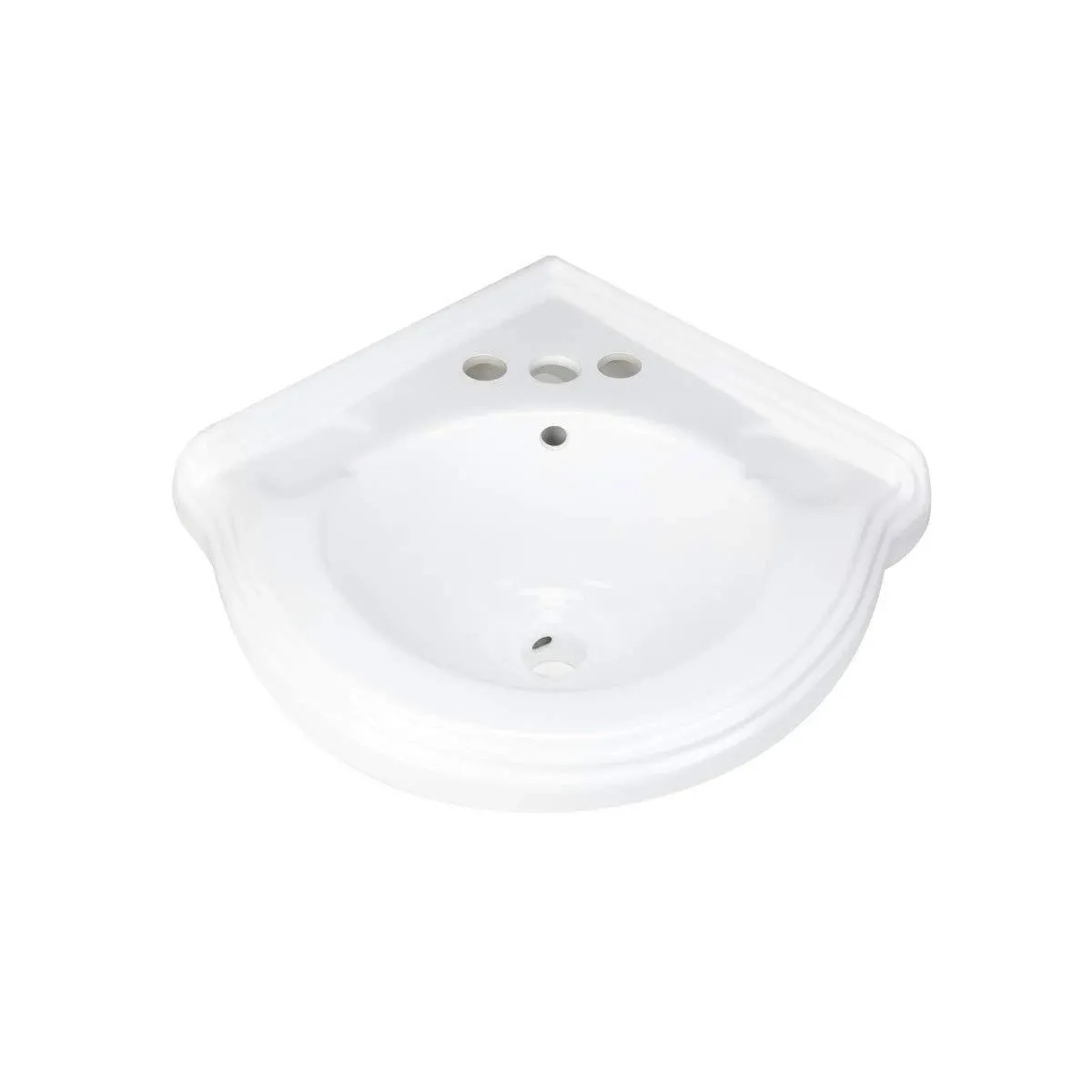 Portsmouth Corner Wall Mounted Bathroom Sink 22 In. White Ceramic Wall Hung Floa