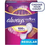 Always Radiant Daily Liners Unscented Regular Liners 96 ct Pack