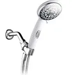 HotelSpa Designer White/Chrome-Face Spiral Handheld w/Patented ON/OFF Pause Switch