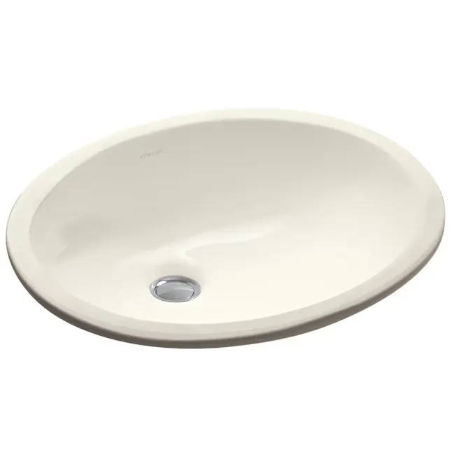 KOHLER Caxton Vitreous China Undermount Oval Biscuit Bathroom Sink (17-in x 12-in) Lowes.com