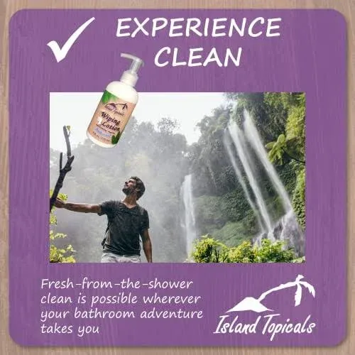 Island Topicals Wiping Lotion | Experience Clean with Less Toilet Paper | 8 fl oz Bottle (Fresh Scent)