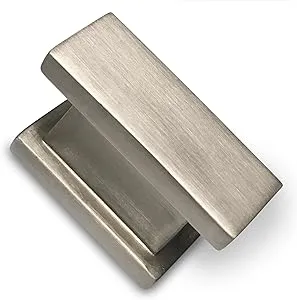 Southern Hills Brushed Nickel Cabinet Knob - Rectangle -Satin Nickel - Pack of 5 - Kitchen Cabinet Knobs - Drawer Pulls Hardware - SHKM001-SN-5