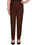 Alfred Dunner Women's Classics Allure Pull On Slim Leg Pants Brown Size 20