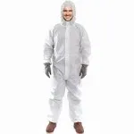 Hazmat Suits Disposable Coveralls Medium. Pack of 5 White Protective Suits with