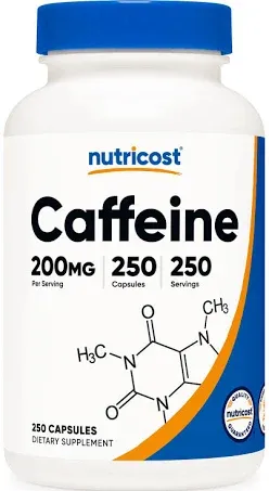 Nutricost Caffeine Capsules 200mg / 500 Capsules