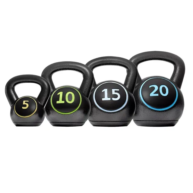 Yaheetech 4-Piece Kettlebell Set for Home Gym Exercise Fitness Weights 5lbs 10lbs 15lbs 20lbs