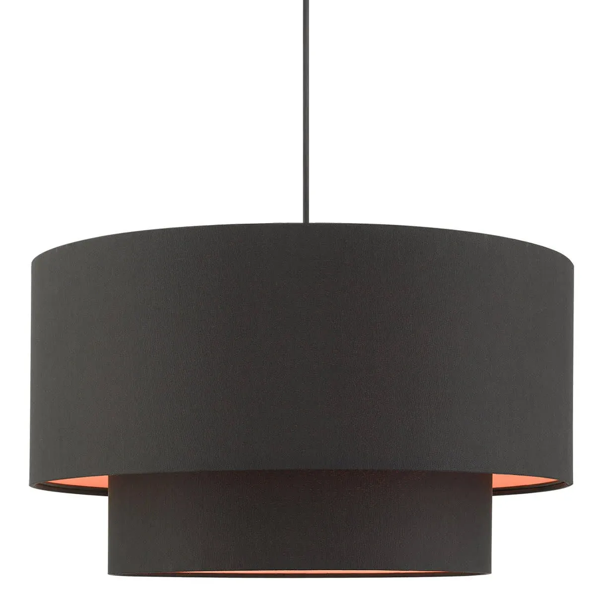 Livex Lighting 45618-04 Sentosa Collection 3-Light Pendant Hanging Light with Black and Orange Hardback Fabric Shade, Black, 20 x 20 x 99