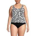 Lands' End Women's Chlorine Resistant V Neck One Piece Fauxkini Swimsuit