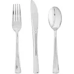 75 Pack Silver Plastic Silverware Disposable Cutlery Set - 25 Forks, 25 Knive...