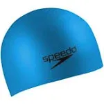 Speedo Silicone Long Hair Swimming Swim Cap Adult One Size Blue