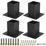 4 X 4 Post Base 4Pcs,Inner Size 3.6&#034;X3.6&#034;Deck Post Base,Heavy Duty Metal Black P