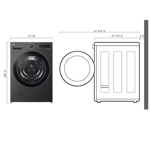 LG All-In-One Ventless Washer/Dryer Combo 5 Cu. Ft. in Black Steel