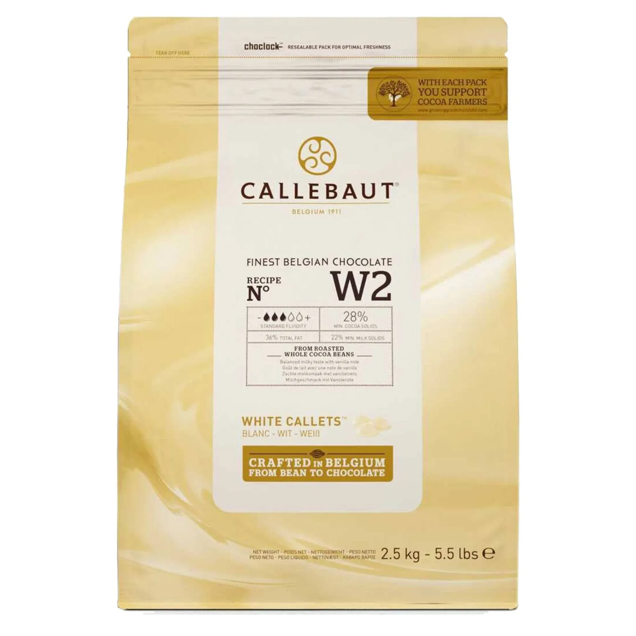 Callebaut W2 28% White Chocolate Callets - 5.5 Pound Bag