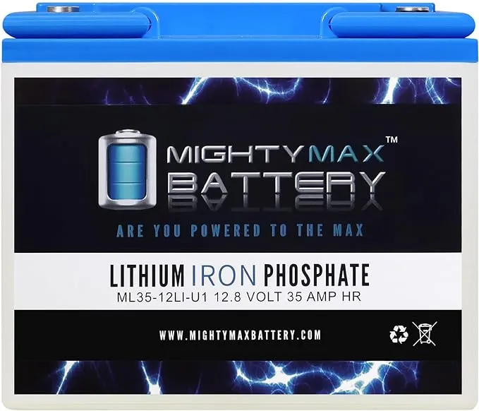 Mighty Max Battery ML35-12LI - 12 Volt 35 AH Deep Cycle Lithium Iron Phosphate (LiFePO4) Rechargeable and Maintenance Free Battery (1 Pack)