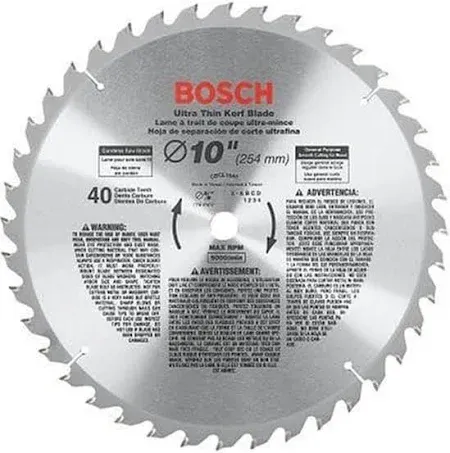 Bosch CBCL1040 10&#034; x 40 Tooth ATB Ultra Thin Kerf General Purpose Saw Blade