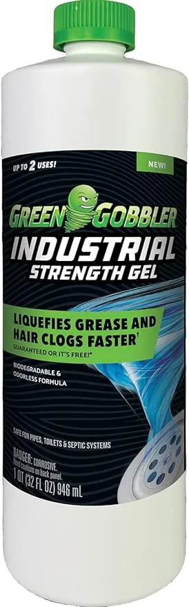 Green Gobbler Pro-Power Grease and Hair Clog Remover & Drain Opener Industrial Strength Gel, 32 oz, 1 Pack