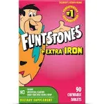 Flintstones Chewable Kids Multivitamin + Extra Iron, Kid Vitamins with Vitamin C, D, Vitamin B12 & Iron for Kids, 90 Count