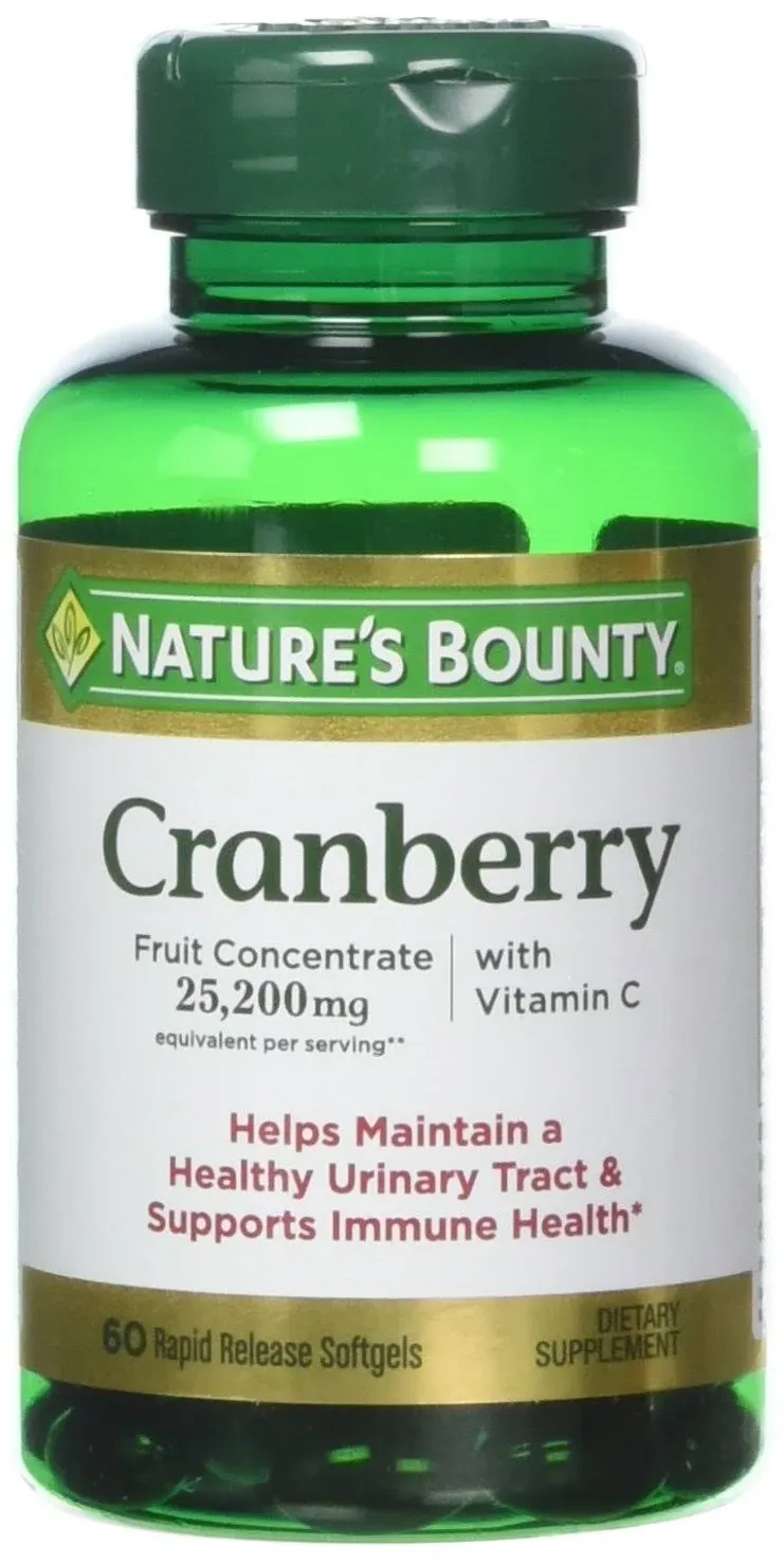 Nature's Bounty Triple Strength Cranberry with Vitamin C, 25,200 mg, 60 Softgels