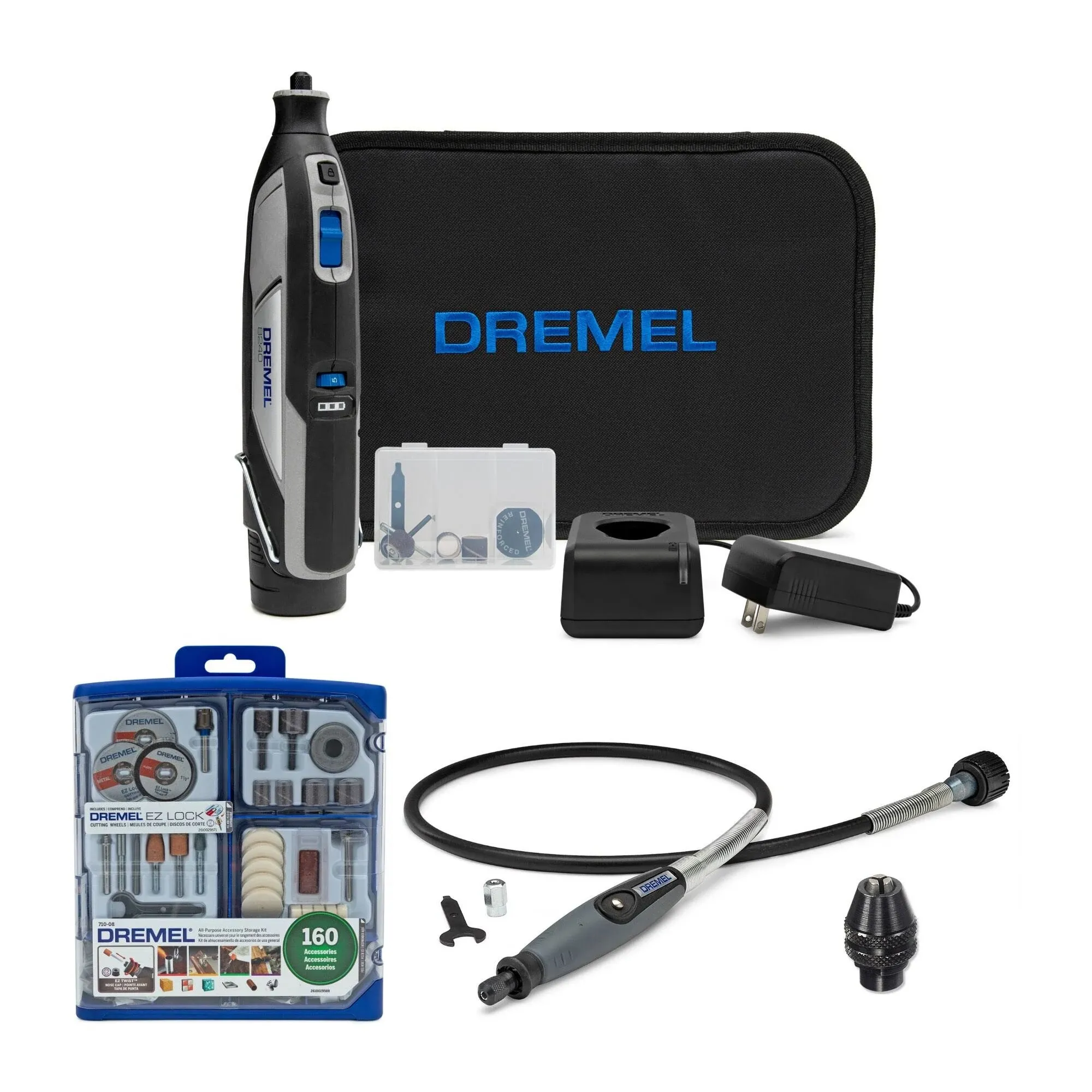 Dremel 8240 12V Lithium-Ion Battery Cordless Rotary Tool with Accessory Bundle