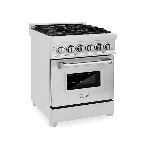 ZLINE - 24" Legacy Dual Fuel Range w/ 4 Burner Gas Cooktop and Electric Convection Oven (RA24) - Stainless Steel