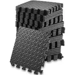 Philosophy Gym Pack of 36 Exercise Flooring Mats - 12 x 12 inch Foam Rubber Interlocking Puzzle Floor Tiles - Gray