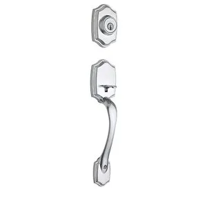 Belleview Collection - Belleview Single Cylinder Exterior Handleset Trim in Satin Chrome by Kwikset Door Hardware