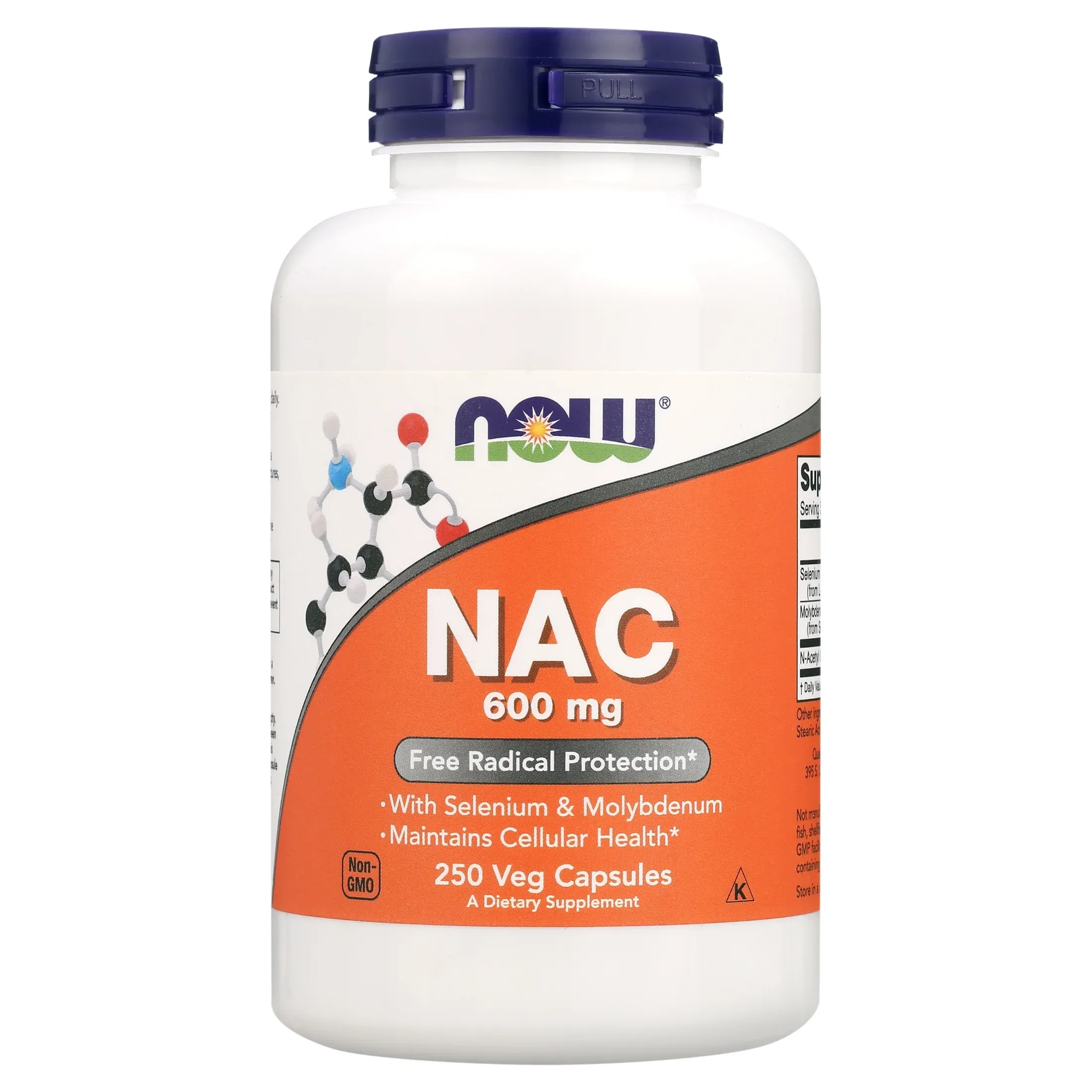 NOW Supplements, NAC (N-Acetyl Cysteine) 600 mg with Selenium & Molybdenum, 250 Veg Capsules