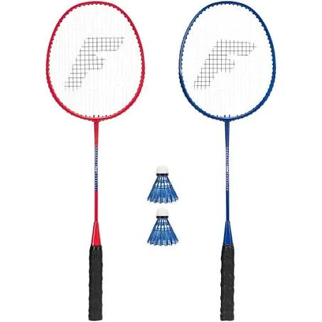 Franklin Sports 2 Player Badminton Replacement Set - 2 Badminton Racquets And 2 Shuttlecocks - Adults And Kids Backyard Game - Red, Blue, Stars, One