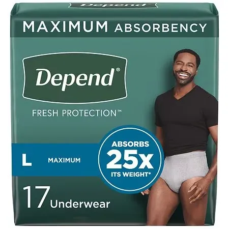 Depend Adult Incontinence Underwear for Men, Disposable L (17 ct), 17.0 ea