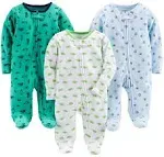 Simple Joys by Carter's Baby Boys' Cotton Footed Sleep and Play, Pack of 3, Sports Pack/Cars/Dinosaur, 0-3 Months