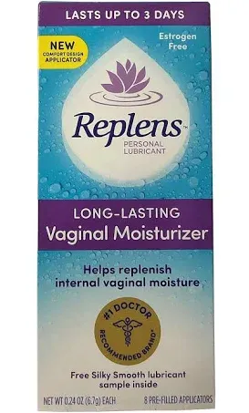 Replens Long-Lasting Vaginal Feminine Moisturizer 8 Prefilled Applicators, 0.24 oz ea (Pack of 4)