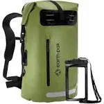 Earth Pak Waterproof Backpack Heavy Duty Roll-Top Closure with 35L, Green 