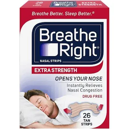 Breathe Right, Nasal Strips, Extra Strength, For Sensitive Skin, 26 Clear Strips