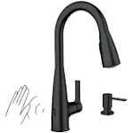 Moen 87627EWBL Haelyn Touchless Single-Handle Pull-Down Sprayer Kitchen Faucet with Motionsense Wave and Power Clean in Matte Black