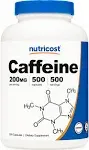 Nutricost Caffeine Capsules 200mg / 500 Capsules