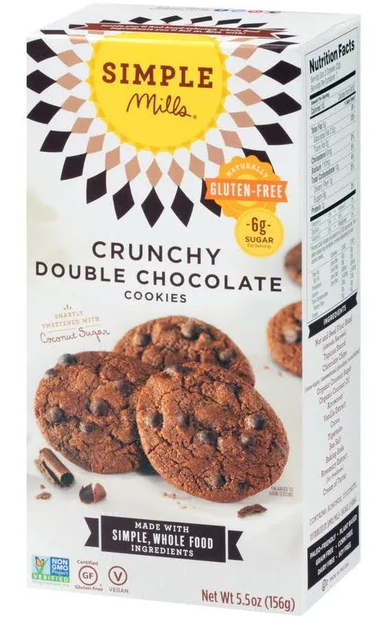 Simple Mills Crunchy Double Chocolate Cookies - 5.5 oz box