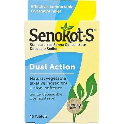 Senokot-S Natural Vegetable Laxative Ingredient Plus Stool Softener Tablets