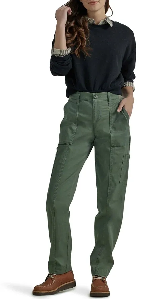 Lee Petite Flex to Go Utility Pants Women's Casual Pants Olive Grove : 4p M