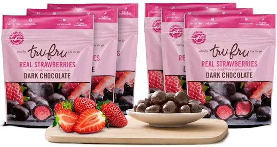 Tru Fru Hyper-Dried Grab & Share Real Strawberries In Dark Chocolate-4.2 oz.-6/Case