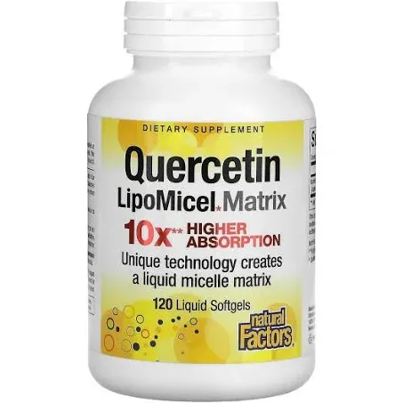 Natural Factors, Quercetin LipoMicel Matrix, 120 Liquid Softgels