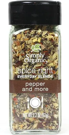 Simply Organic, Spice Right Everyday Blends, Pepper and More, 2.2 oz (62 g)