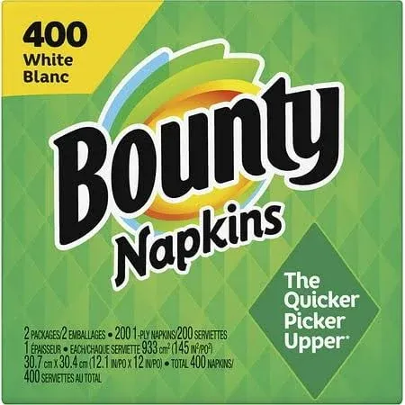 Bounty Quilted Lunch Napkin, 1-Ply, White, 400 Napkins/Pack (06356)