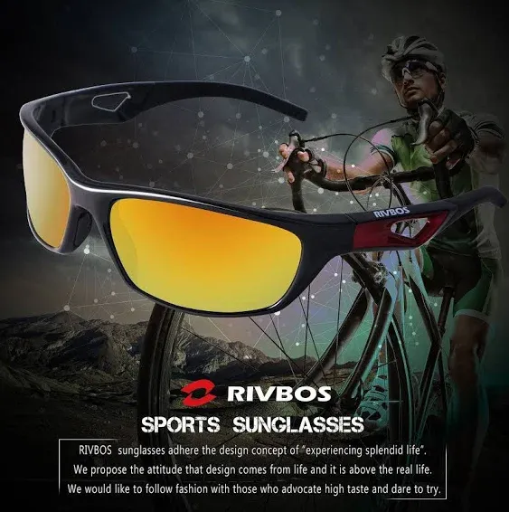 RIVBOS Polarized Sports Sunglasses Driving Glasses Shades for Men Women TR90 Unbreakable Frame for Cycling Baseball RB831