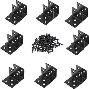 GWYAN 16 Pack Shelf Bracket Black Stainless Steel Heavy-Duty L Corner Brace Joint Right Angle Shelf Support Corner Braces with Screws (1.5"x1.18"x1.18"x0.06")