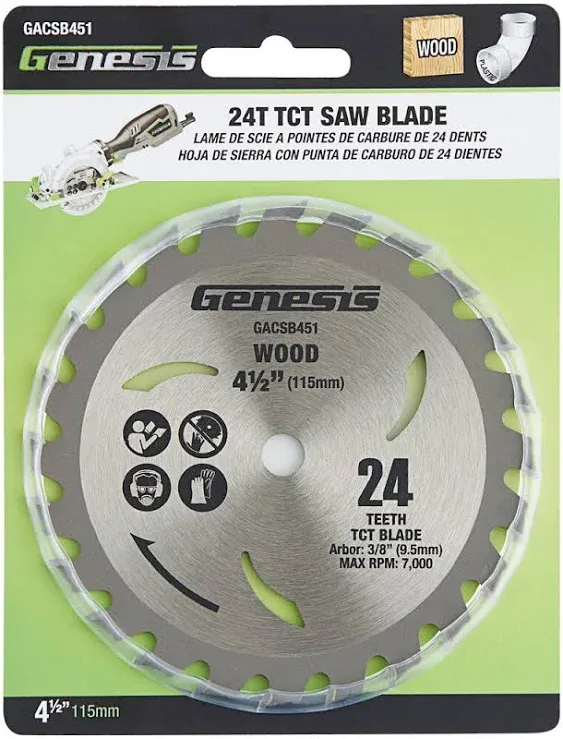 Genesis GACSB451 4 1/2" 24-Teeth Tungsten Carbide-Tipped Circular Saw Blade