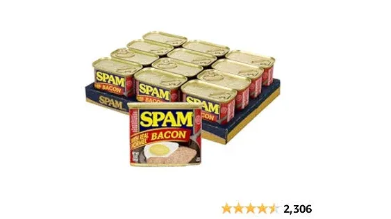 SPAM with Real HORMEL Bacon, 7 g protein, 12 oz (Pack of 12)