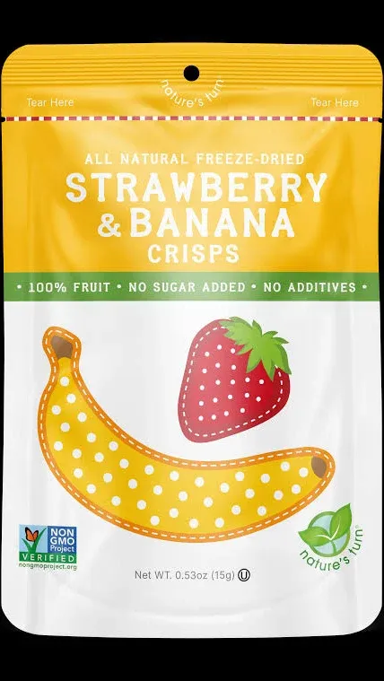 Nature's Turn Freeze-Dried Fruit Snacks, Strawberry Banana Crisps, Pack of 6 (0 ...